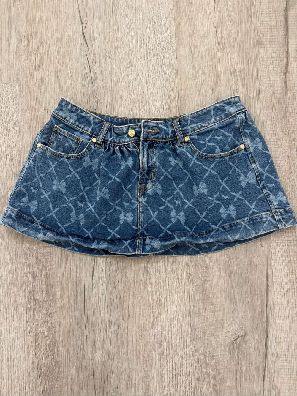 PINK X LOVESHACKFANCY FLIRTY DENIM SKIRT